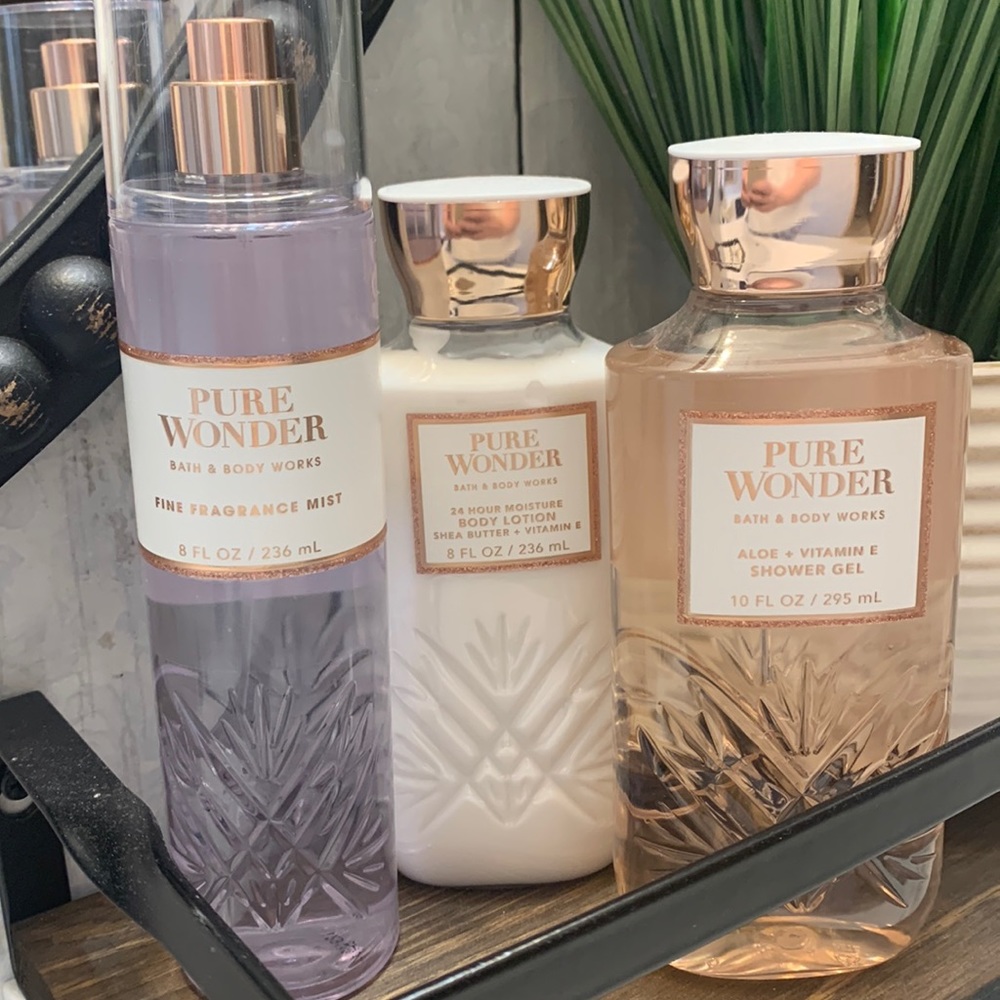 Set of three pure wonder bath and body works
